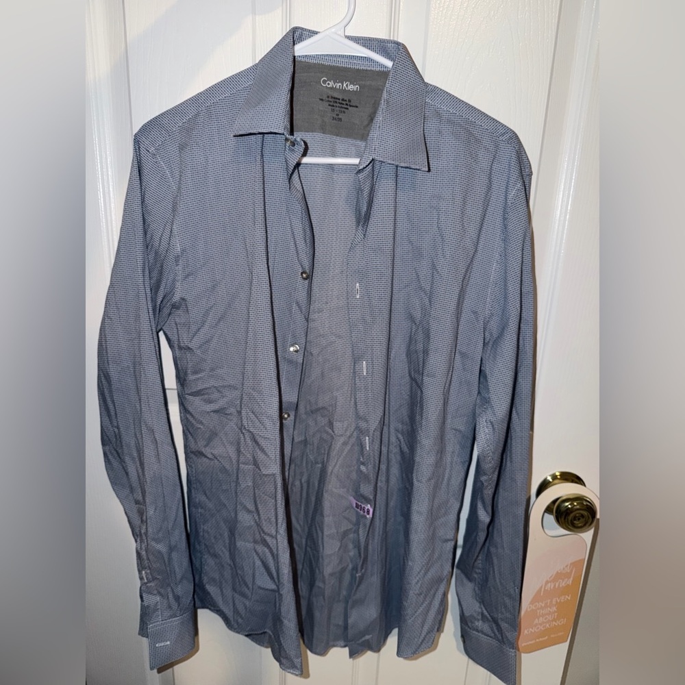 Calvin Klein Blue and White Checkered Shirt